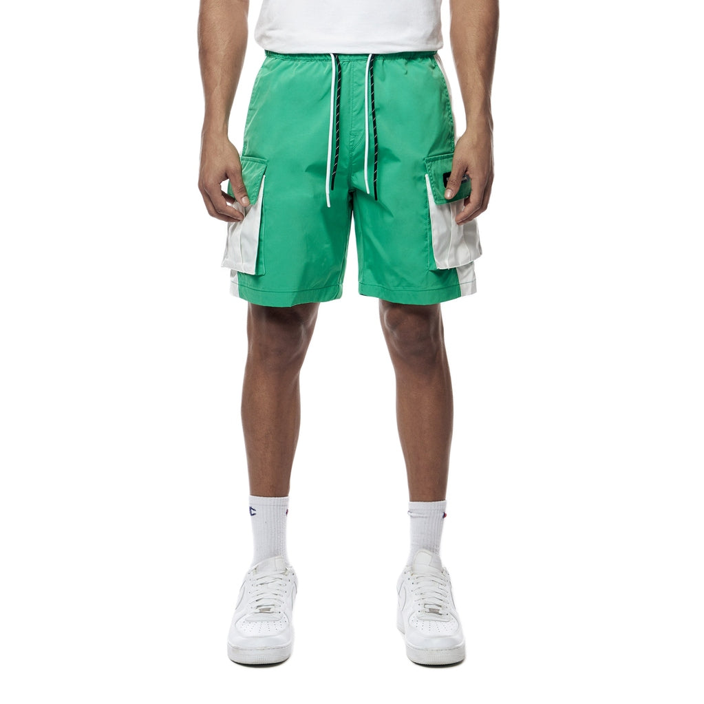 Smoke Rise Color block Utility Windbreaker Shorts - Green Grass