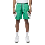 Smoke Rise Color block Utility Windbreaker Shorts - Green Grass