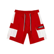 Smoke Rise Color block Utility Windbreaker Shorts - Red