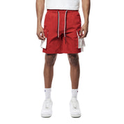 Smoke Rise Color block Utility Windbreaker Shorts - Red