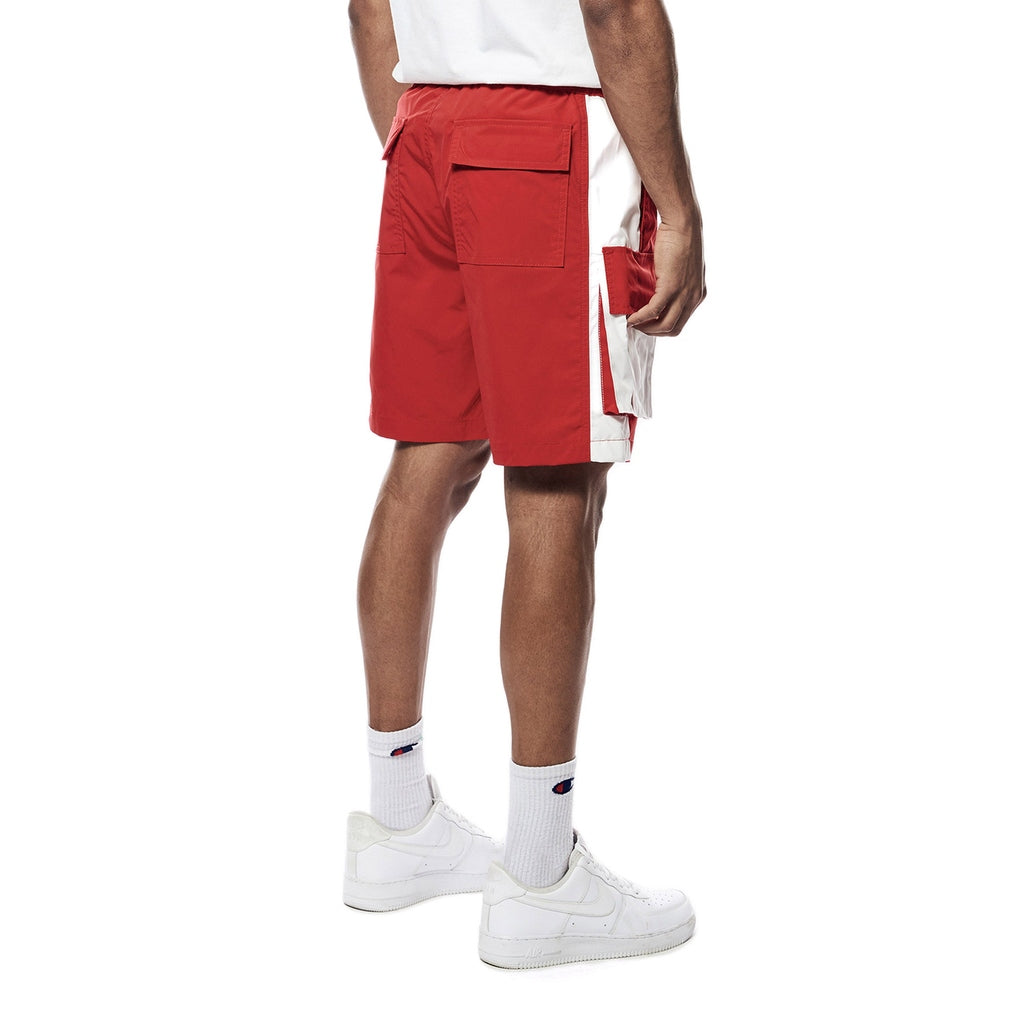 Smoke Rise Color block Utility Windbreaker Shorts - Red