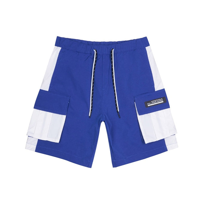 Smoke Rise Color block Utility Windbreaker Shorts - Royal Blue