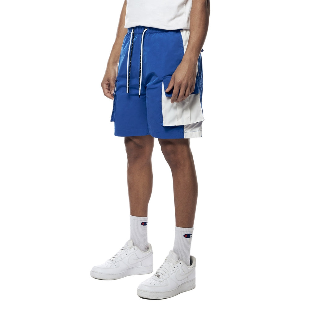 Smoke Rise Color block Utility Windbreaker Shorts - Royal Blue