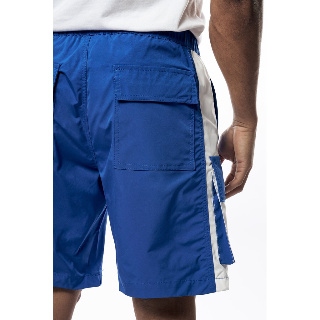 Smoke Rise Color block Utility Windbreaker Shorts - Royal Blue