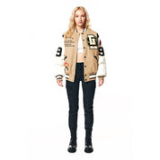 Smoke Rise Patchwork Varsity Wool Jacket - Dune