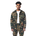 Printed Utility Windbreaker Jacket