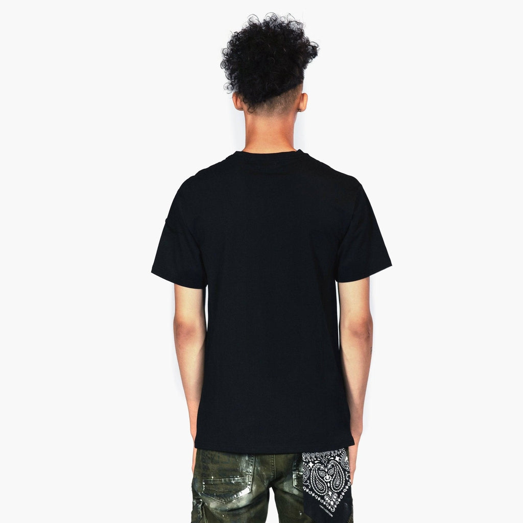Bleu Noir Skull Embroidered Crew Neck Tee - Black