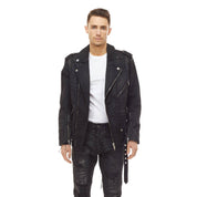 Bleu Noir Bleunoir Crocodile Print Jean Biker Jacket - Black