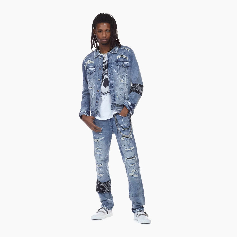 Bleu Noir Bleunoir Bandana Jean Jacket - Cerulean Blue