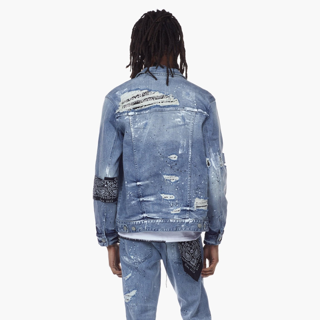 Bleu Noir Bleunoir Bandana Jean Jacket - Cerulean Blue