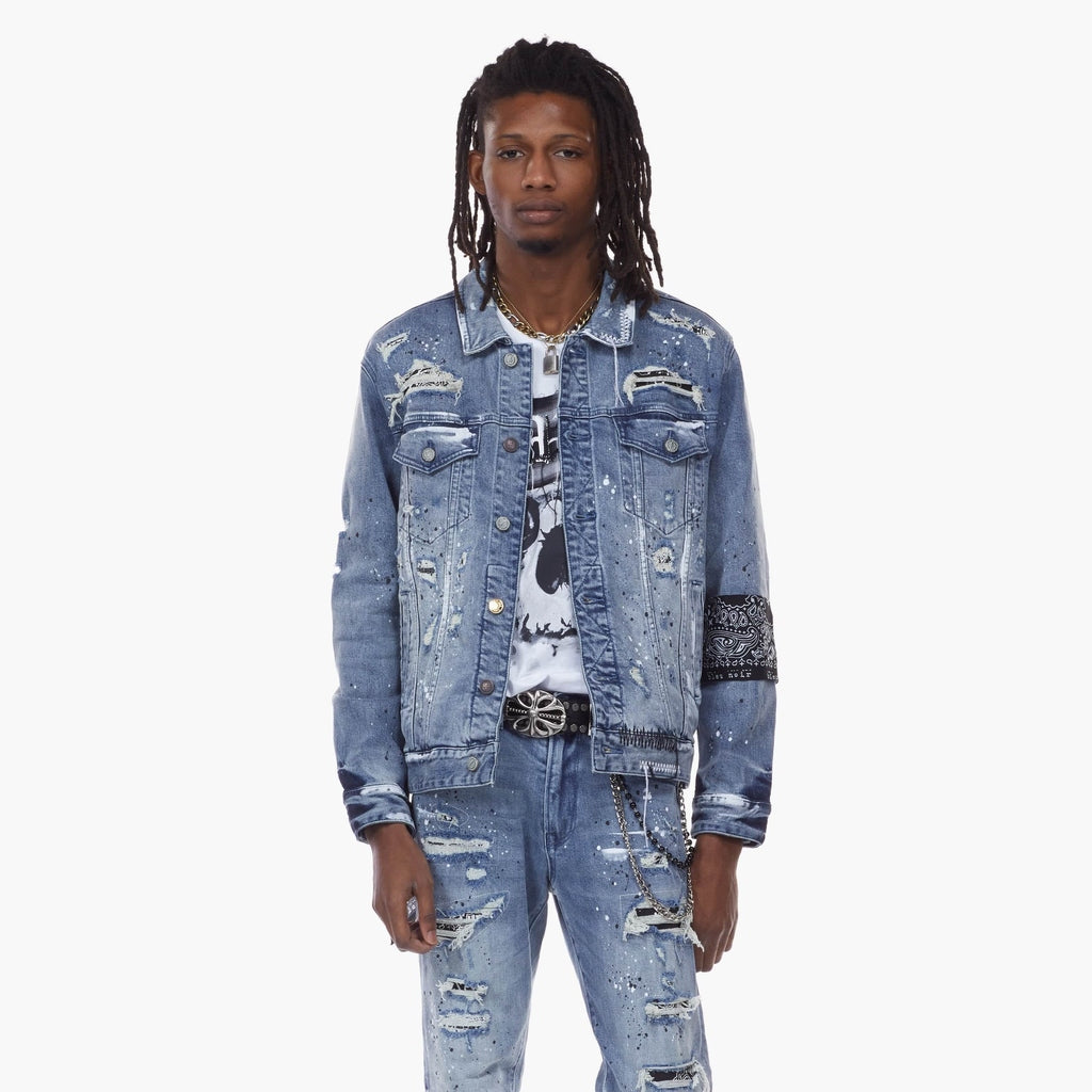 Bleu Noir Bleunoir Bandana Jean Jacket - Cerulean Blue