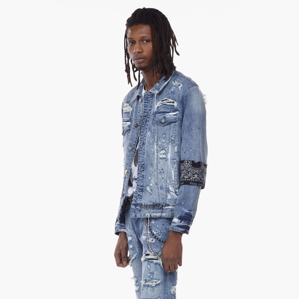 Bleu Noir Bleunoir Bandana Jean Jacket - Cerulean Blue