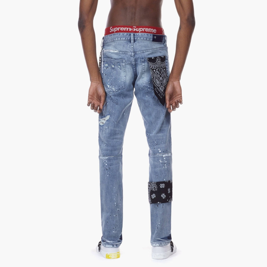 Bleu Noir Bleunoir Bandana Jeans with Metal Chains - Cerulean Blue