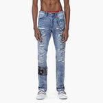 Bleunoir Bandana Jeans with Metal Chains - Cerulean Blue - Smoke Rise
