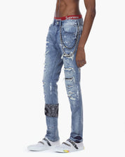 Bleunoir Bandana Jeans with Metal Chains - Cerulean Blue - Smoke Rise