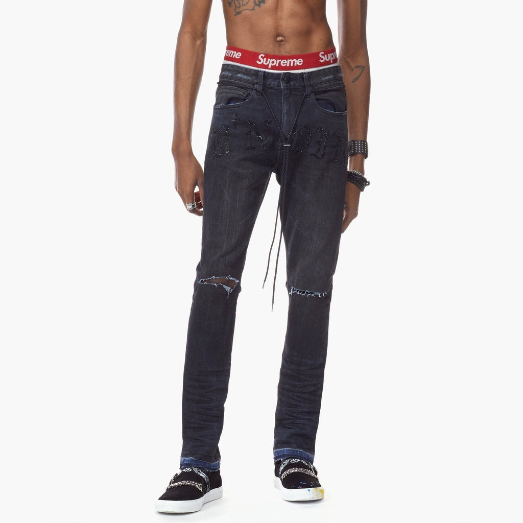 Bleu Noir Bleunoir Rhinestone Logo Jeans - Black Iris