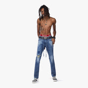 Bleu Noir Bleunoir Distressed Mending Jeans - Icy Blue
