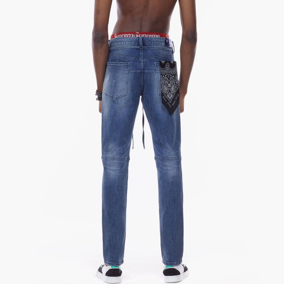 Bleu Noir Bleunoir Distressed Mending Jeans - Icy Blue