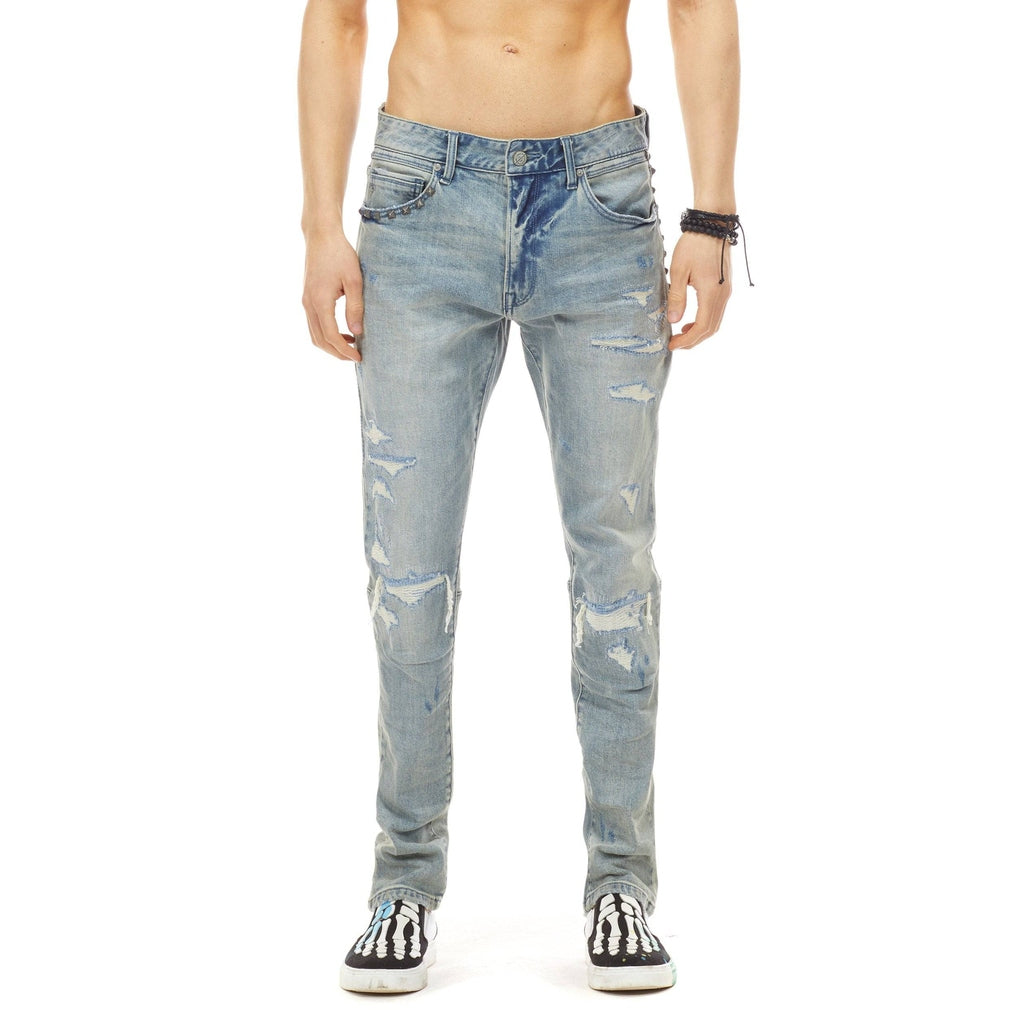 Bleu Noir Bleunoir Antique Stud Jeans - Henry Blue