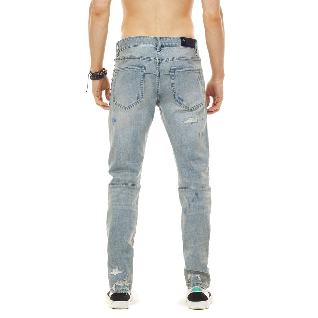 Bleu Noir Bleunoir Antique Stud Jeans - Henry Blue
