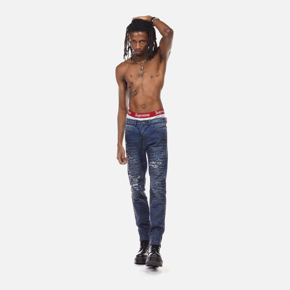 Bleu Noir Bleunoir Crocodile Print Jeans - Black Smoke