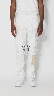 Multipocket Twill Fashion Utility Pants - Off White
