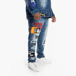 Big and Tall Patch Fashion Jeans - Smoke Rise