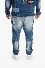 Big and Tall Patch Fashion Jeans - Smoke Rise