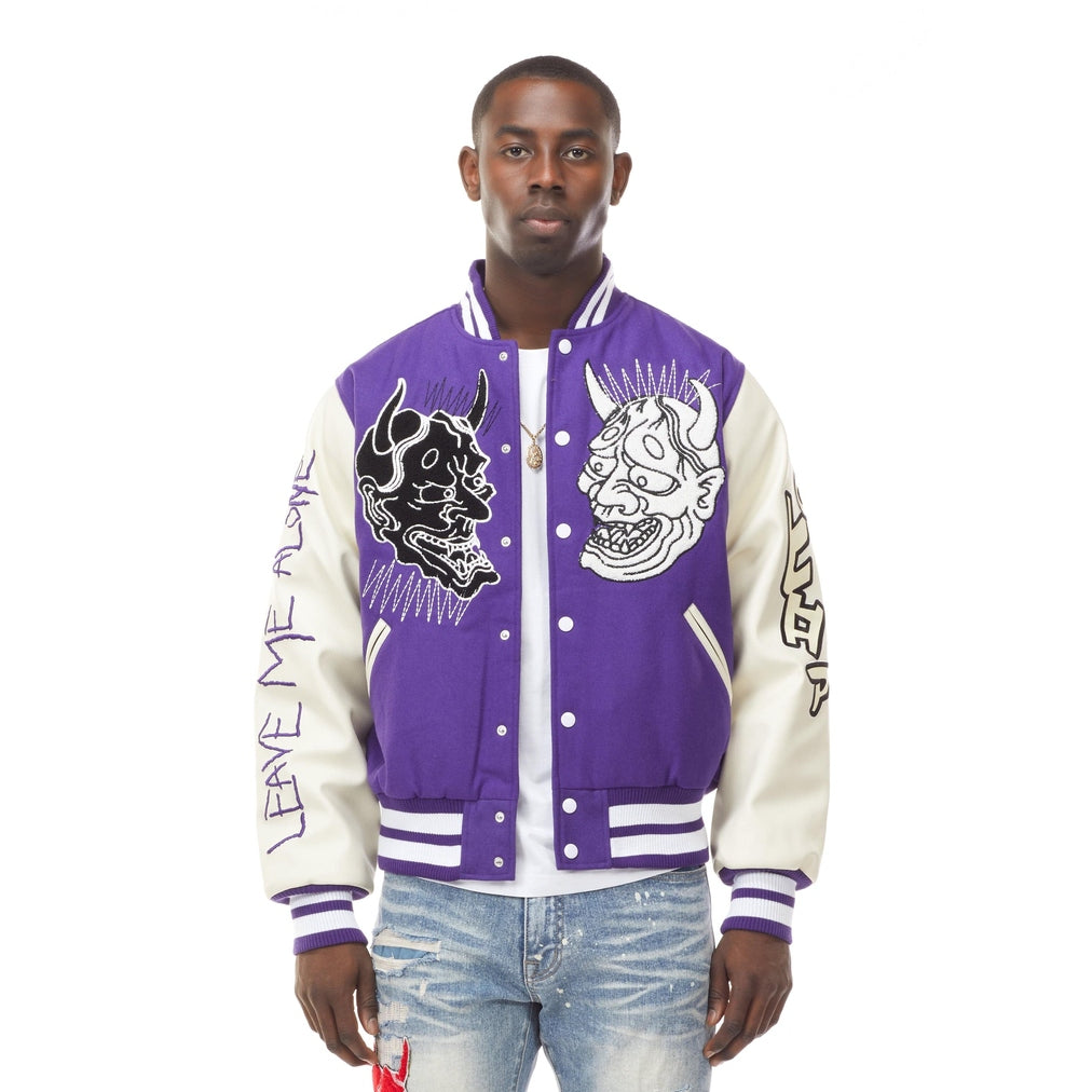 Smoke Rise Demon Fashion Varsity Jacket - Purple