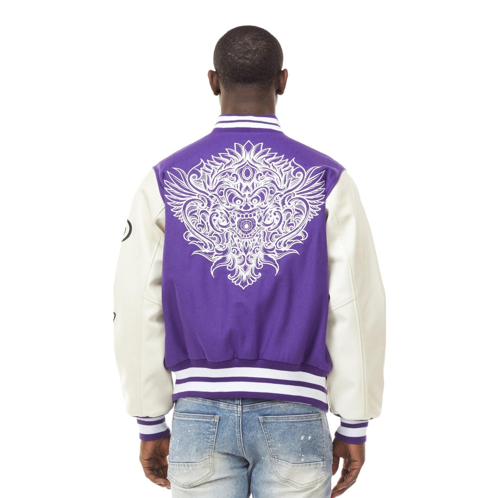 Smoke Rise Demon Fashion Varsity Jacket - Purple