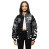 Embroidery Fashion Melton Varsity Jacket - Gray - Smoke Rise
