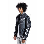 Embroidery Fashion Melton Varsity Jacket - Gray - Smoke Rise